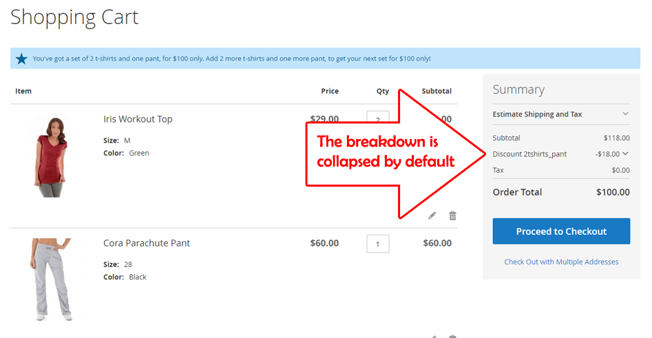 Cart with the collapsed breakdown.
