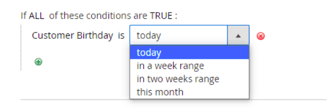 Customer Birthday condition values