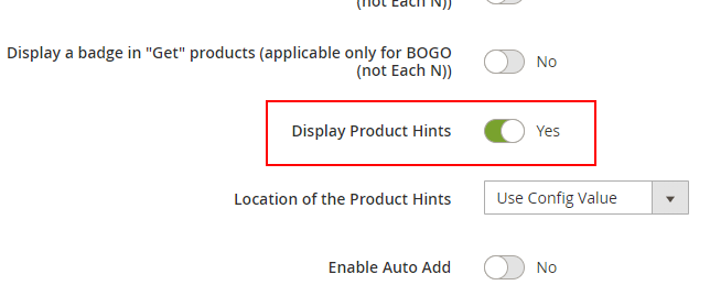 Display Product Hints field.