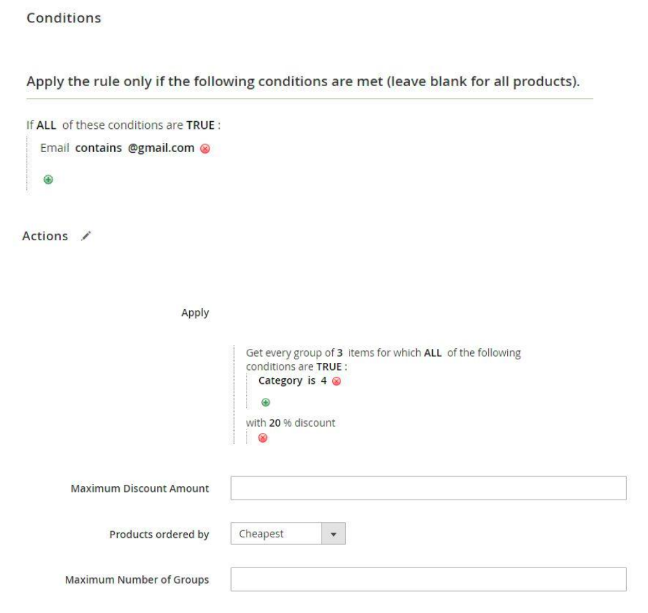 The conditions tab of the example rule #1