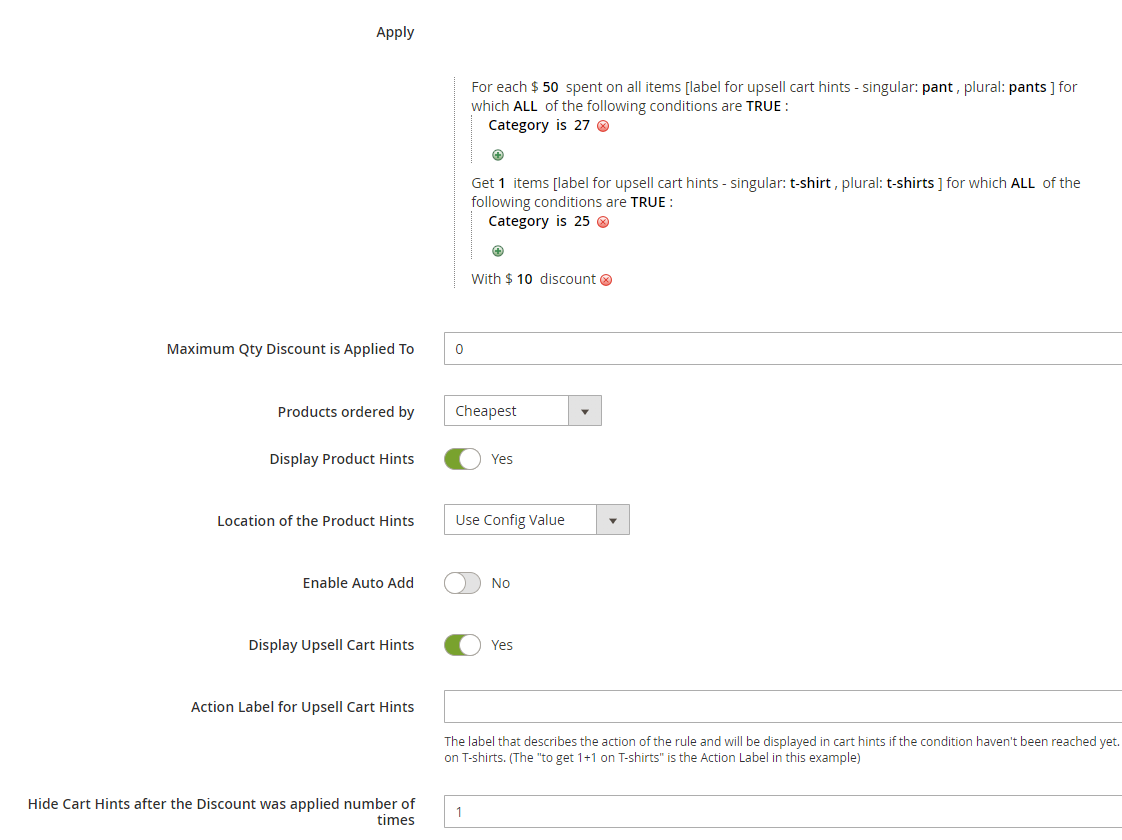 Fixed discount rule example.