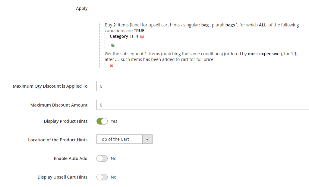 N + M fixed price rule example.