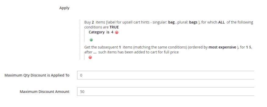 N + M / Each N - Fixed Price rule example.