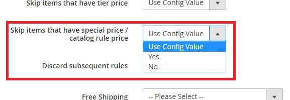 Skip items that have special price field.